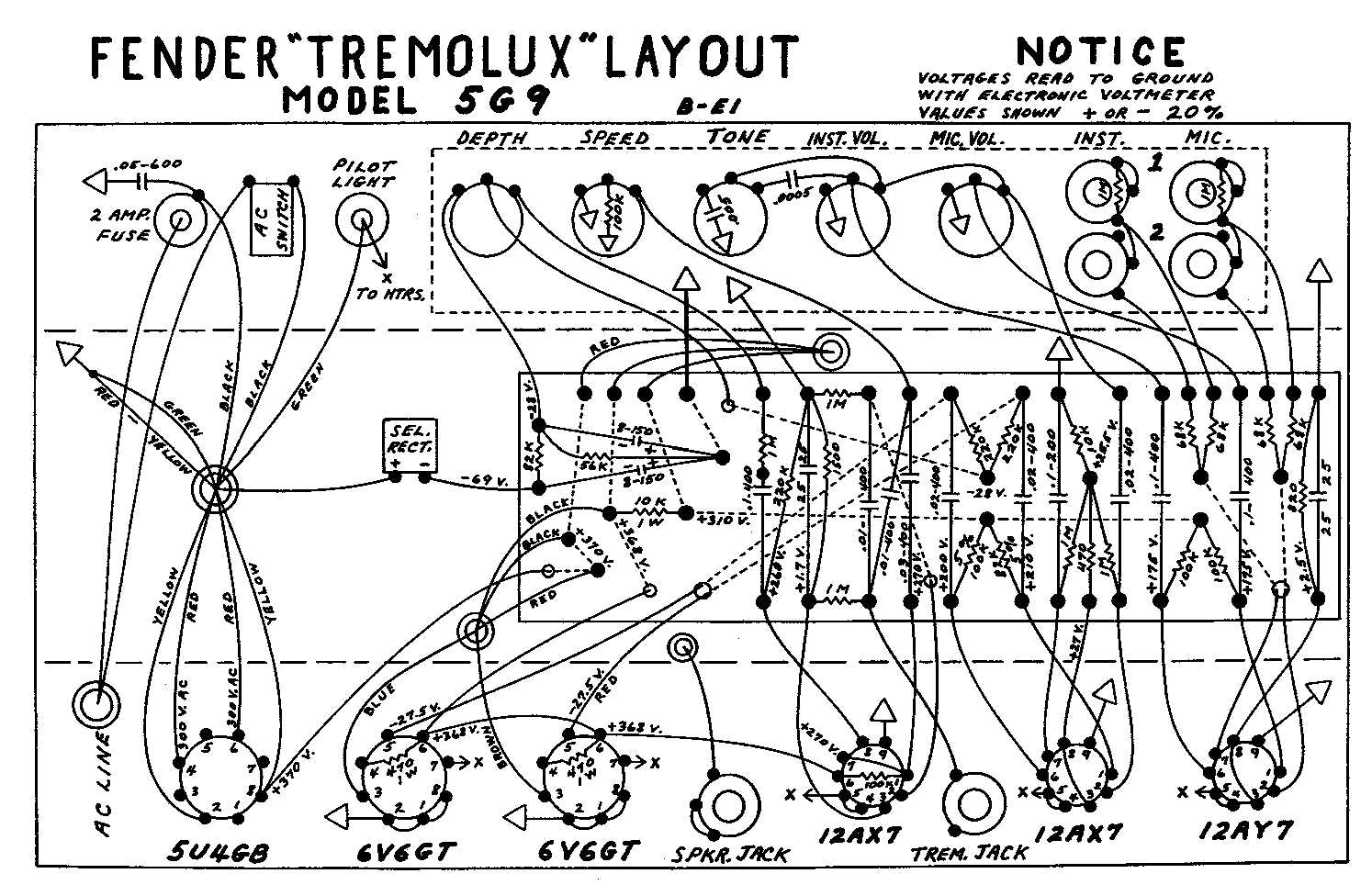 Схема Fender TREMOLUX 5G9