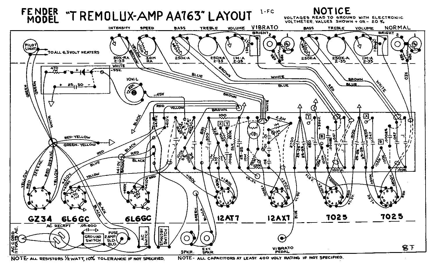 Схема Fender TREMOLUX AA763