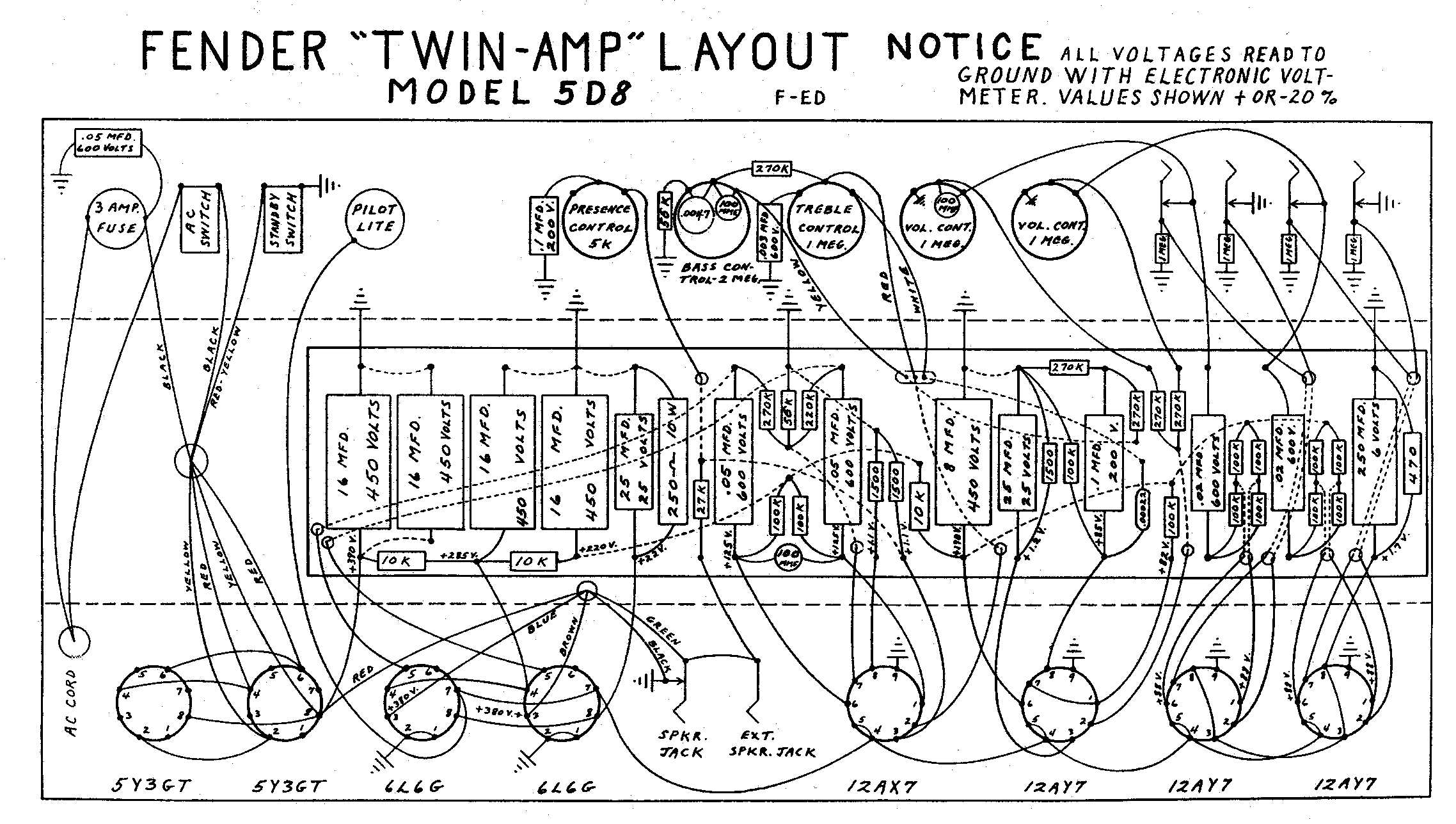 Схема Fender TWIN 5D8