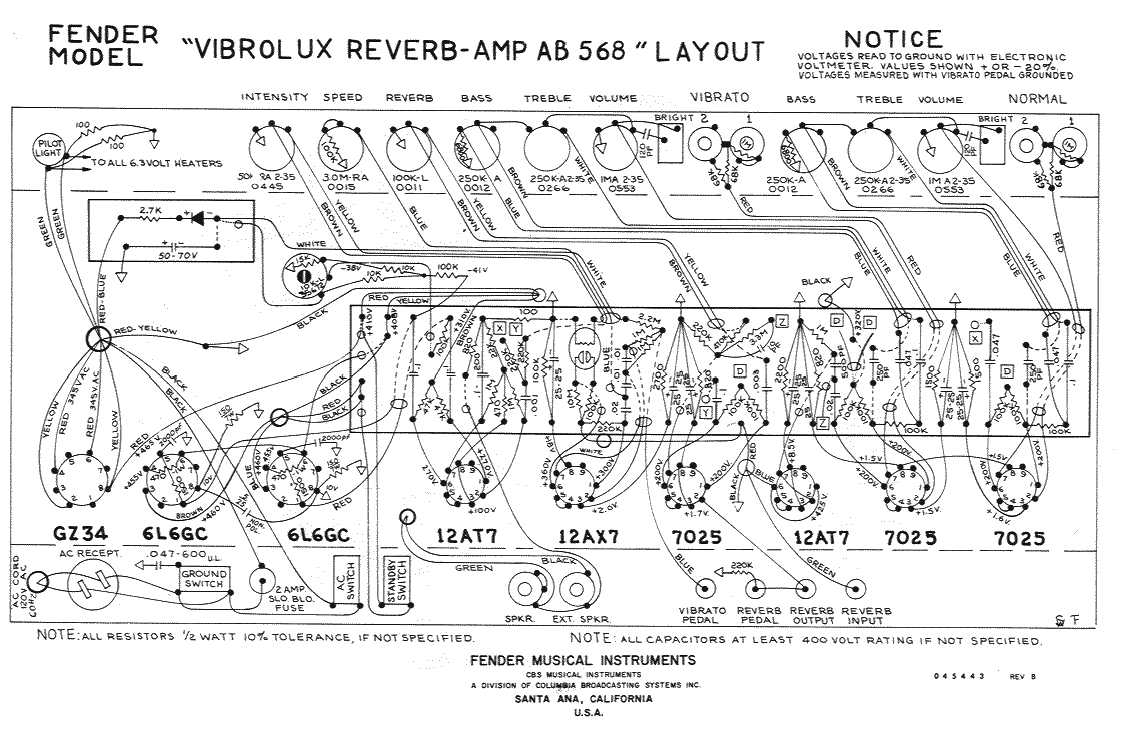 Схема Fender VIBRO LUX REVERB AB568