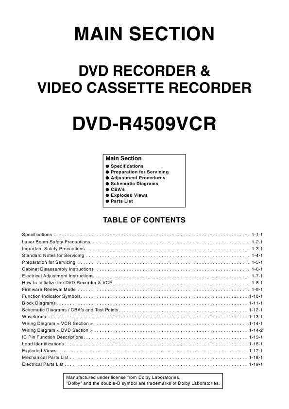 Сервисная инструкция Funai (AEG) DVD-R4509VCR