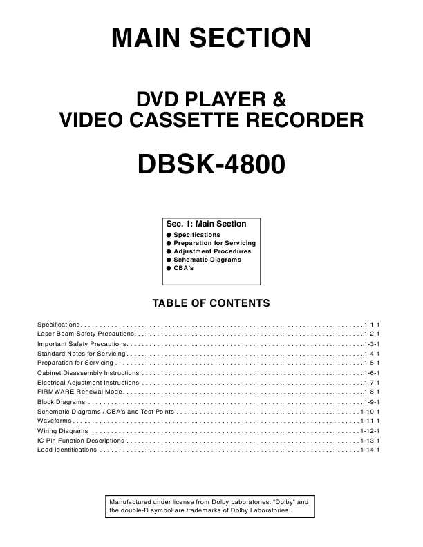Сервисная инструкция Funai DBSK-4800