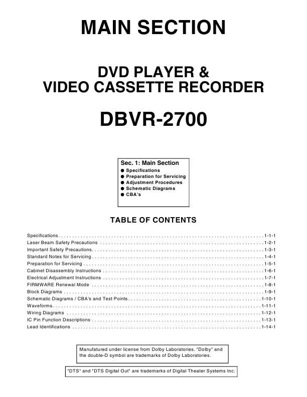 Сервисная инструкция Funai DBVR-2700