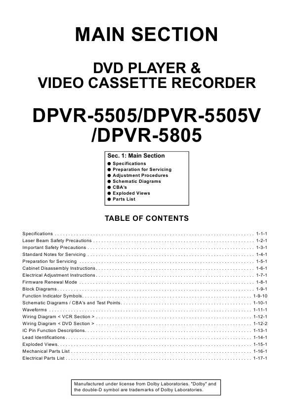 Сервисная инструкция Funai DPVR-5505, DPVR-5505V, DPVR-5805 (H9776, 77, 78ED)