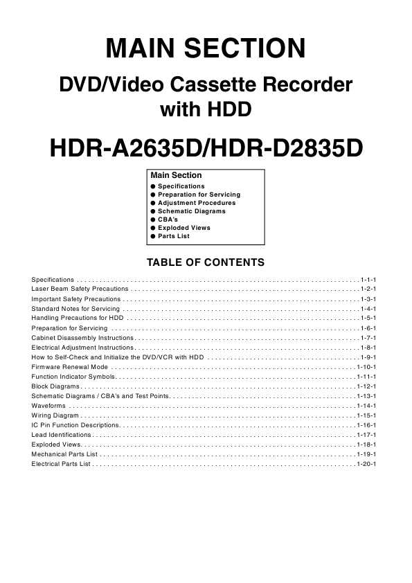 Сервисная инструкция Funai HDR-A2635D, HDR-D2835D