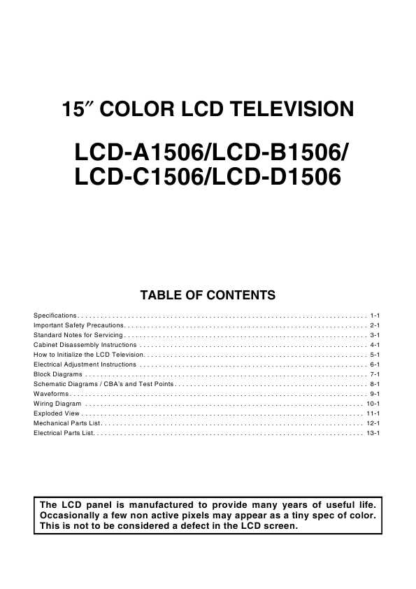 Сервисная инструкция Funai LCD-A1506, LCD-B1506, LCD-C1506, LCD-D1506