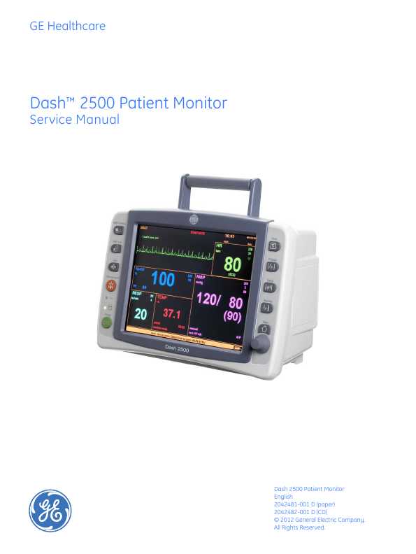 Сервисная инструкция GE DASH-2500 PATIENT MONITOR