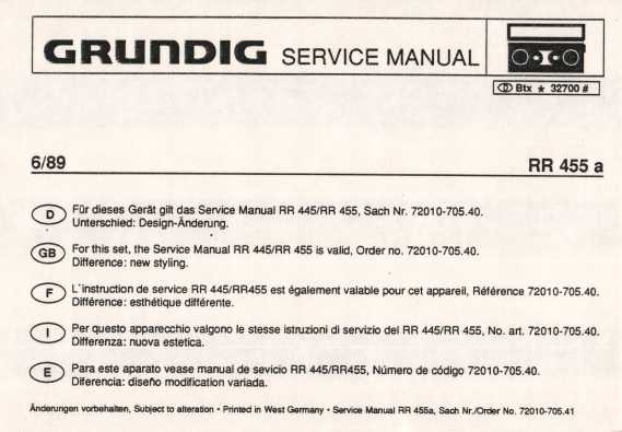 Сервисная инструкция Grundig RR-445, RR-455