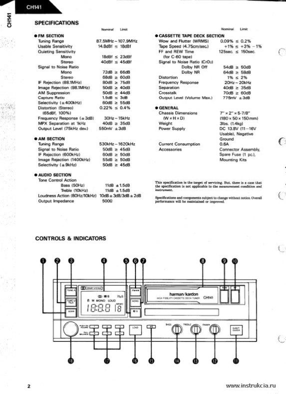 Сервисная инструкция HARMAN-KARDON CH-141