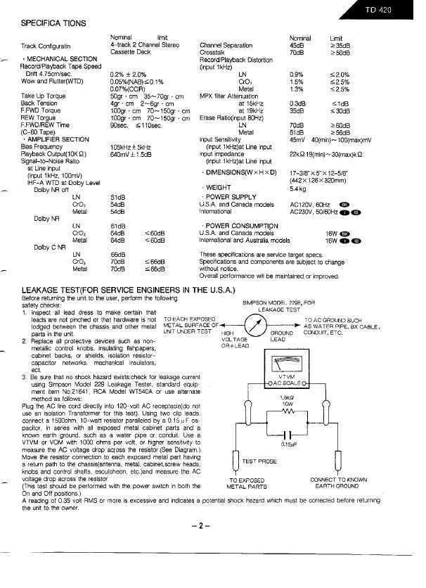 Сервисная инструкция Harman-Kardon TD-420