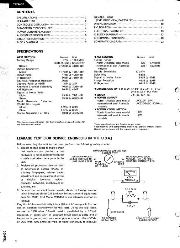 Сервисная инструкция Harman-Kardon TU-9400