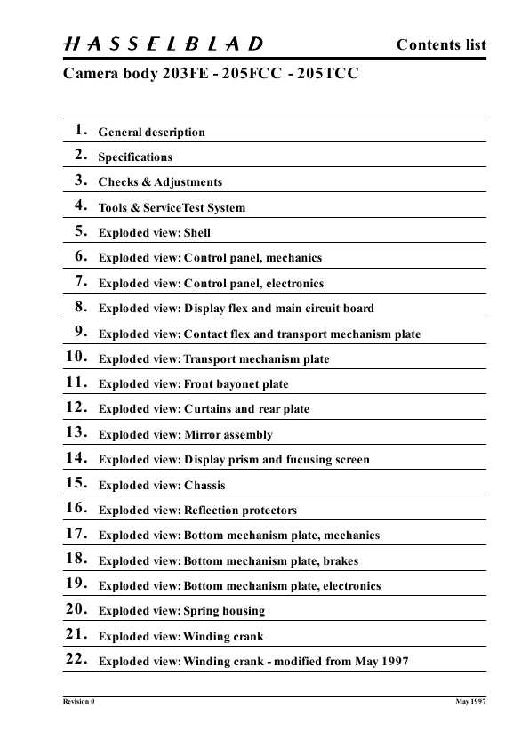 Сервисная инструкция HASSELBLAD 203FE, 205FCC, 205TCC