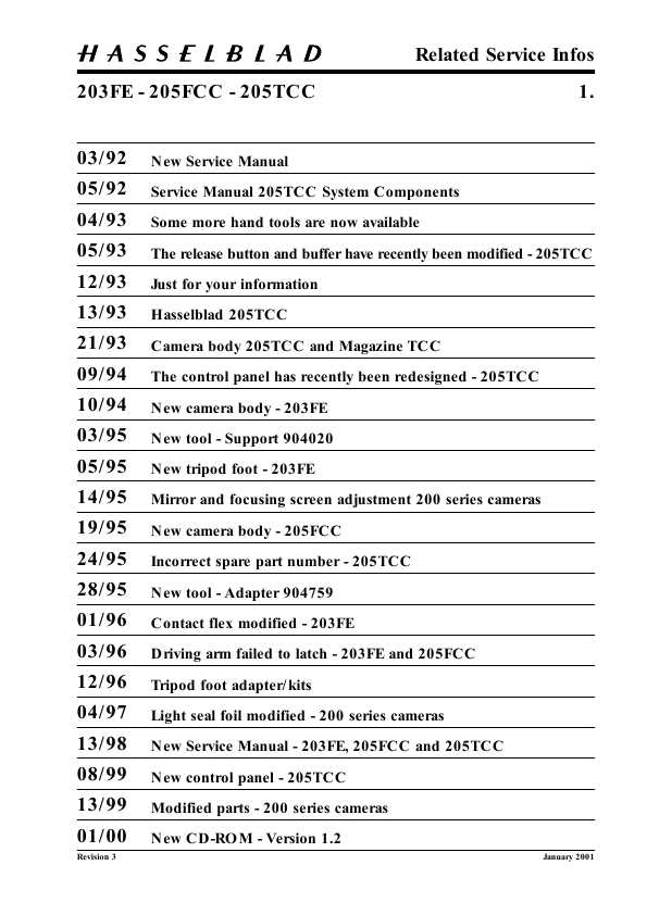 Сервисная инструкция HASSELBLAD 203FE, 205FCC, 205TCC