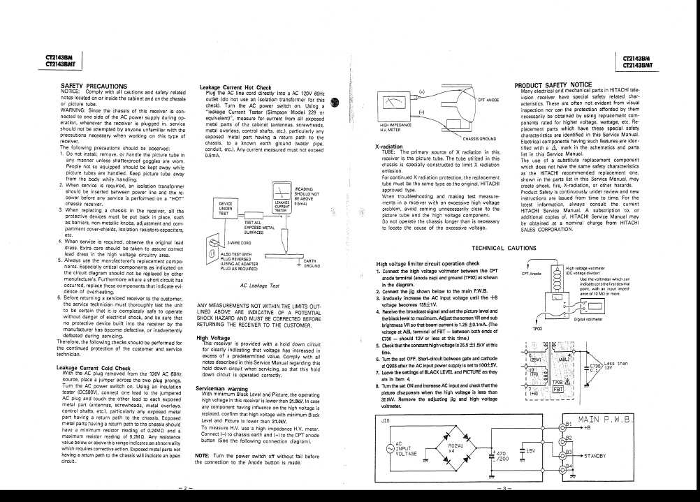 Сервисная инструкция HITACHI CT2143BM