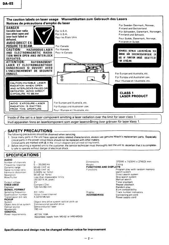 Сервисная инструкция HITACHI DA-02