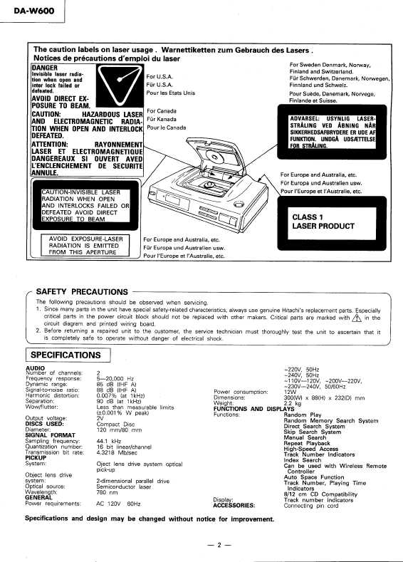 Сервисная инструкция Hitachi DA-W600