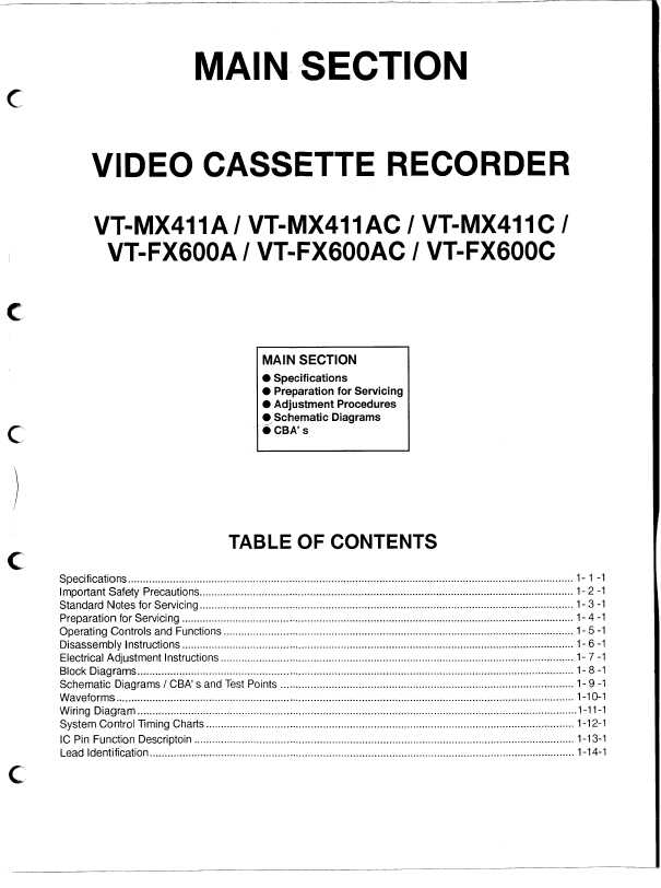 Сервисная инструкция Hitachi VT-FX600