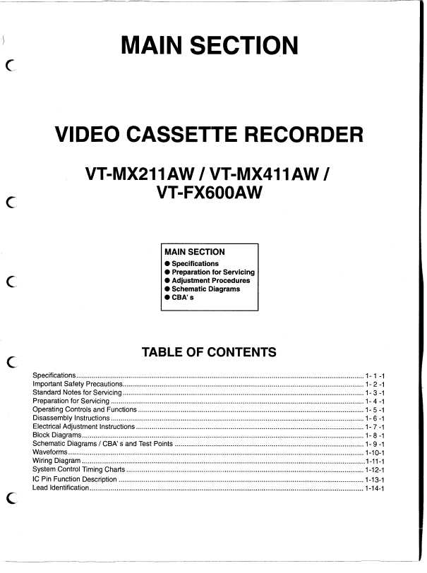 Сервисная инструкция Hitachi VT-MX211AW, VT-MX411AW