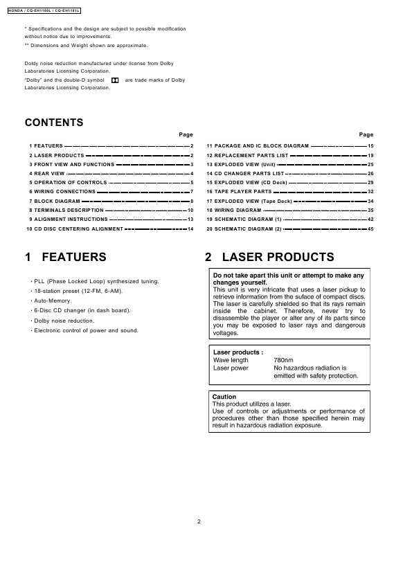 Сервисная инструкция PANASONIC CQ-EH1180L, CQ-EH1181L