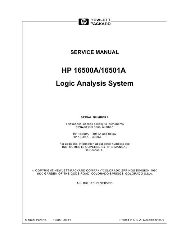 Сервисная инструкция HP (Agilent) 16500A 16501A LOGIC ANALYZER