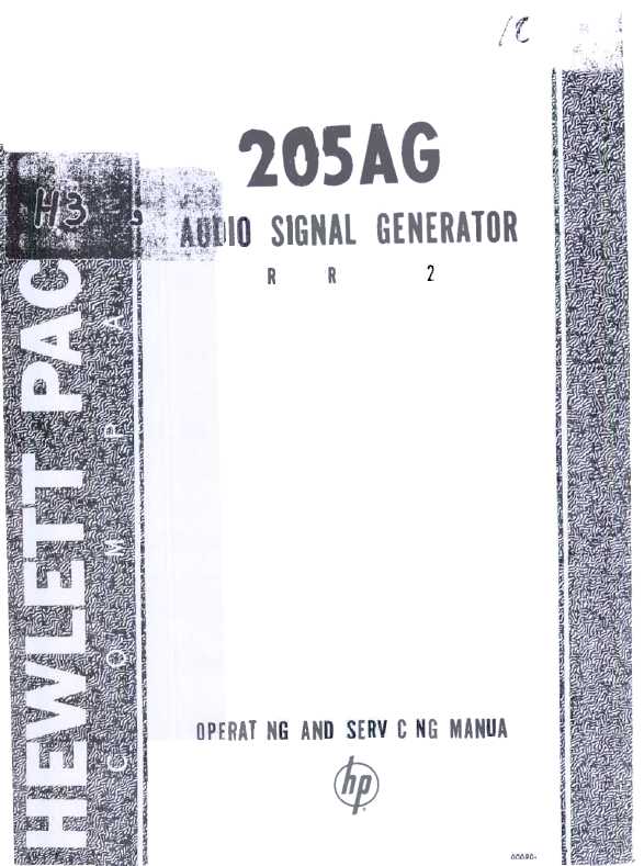 Сервисная инструкция HP (Agilent) 205AG AUDIO SIGNAL GENERATOR