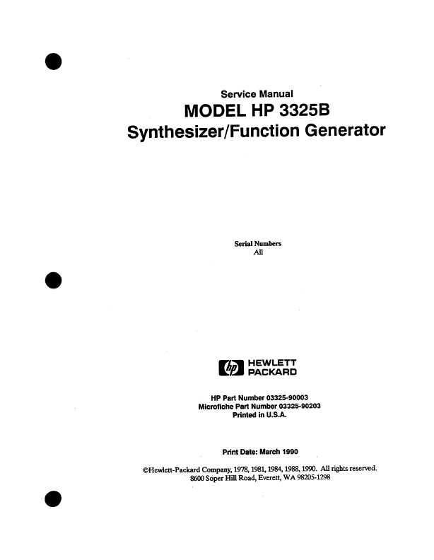 Сервисная инструкция HP (Agilent) 3325B FUNCTION GENERATOR