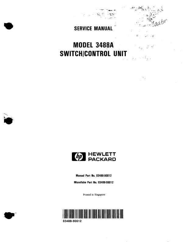 Сервисная инструкция HP (Agilent) 3488A SWITCH CONTROL UNIT