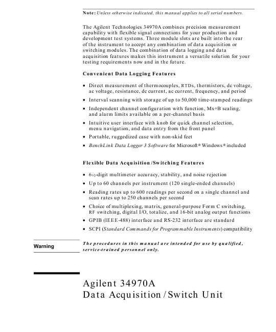 Сервисная инструкция HP (Agilent) 34970A SWITCH UNIT