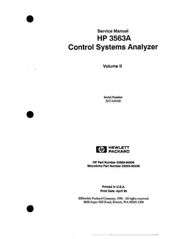 Сервисная инструкция HP (Agilent) 3563A CONTROL SYSTEMS ANALYZER