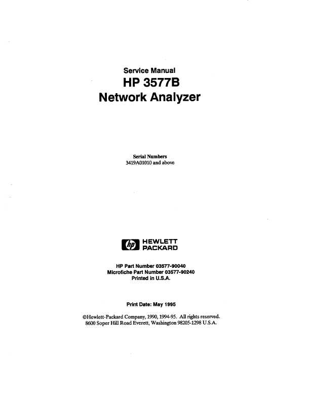 Сервисная инструкция HP (Agilent) 3577B NETWORK ANALYZER