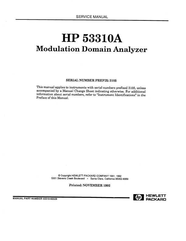 Сервисная инструкция HP (Agilent) 53310A MODULATION DOMAIN ANALYZER