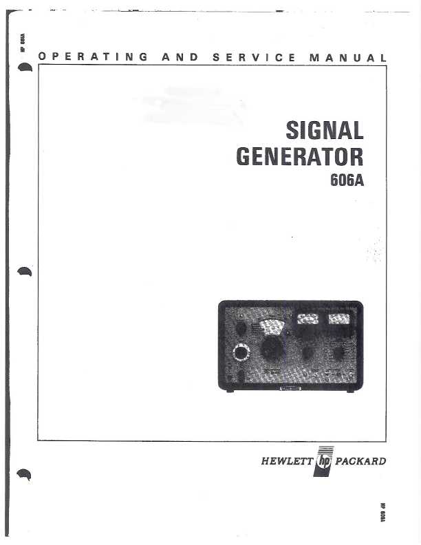 Сервисная инструкция HP (Agilent) 606A SIGNAL GENERATOR