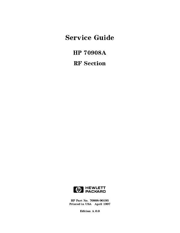 Сервисная инструкция HP (Agilent) 70908A RF SECTION