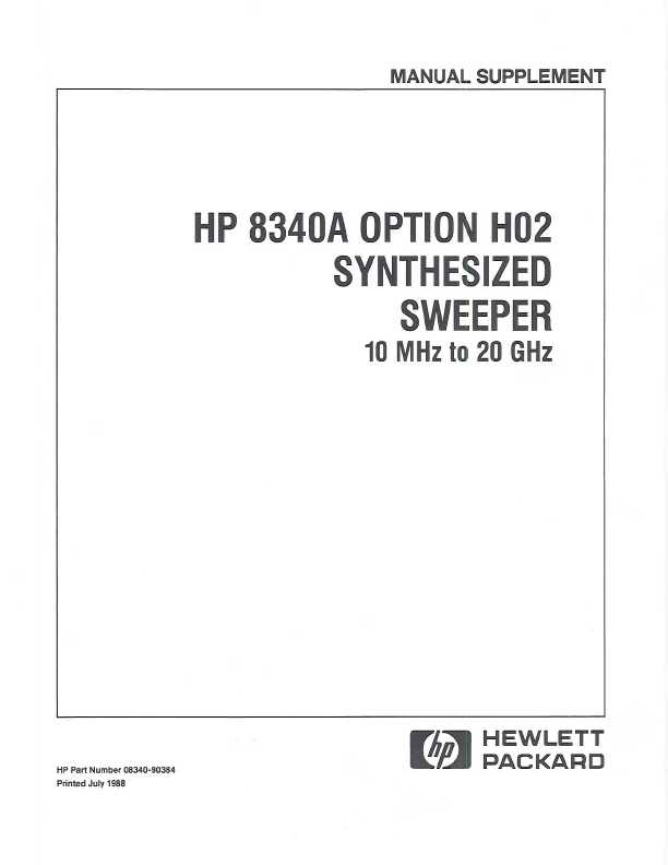 Сервисная инструкция HP (Agilent) 8340A OPTION H02 SYNTHESIZED SWEEPER