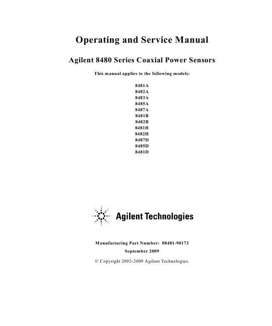 Сервисная инструкция HP (Agilent) 8480 SERIES COAXIAL POWER SENSOR