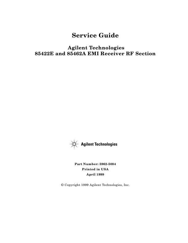Сервисная инструкция HP (Agilent) 85462A 85422E EMI RECEIVER