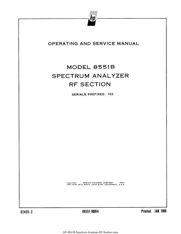 Сервисная инструкция HP (Agilent) 8551B SPECTRUM ANALYZER