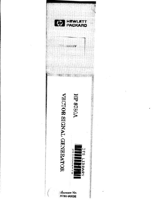 Сервисная инструкция HP (Agilent) 8780A SIGNAL GENERATOR