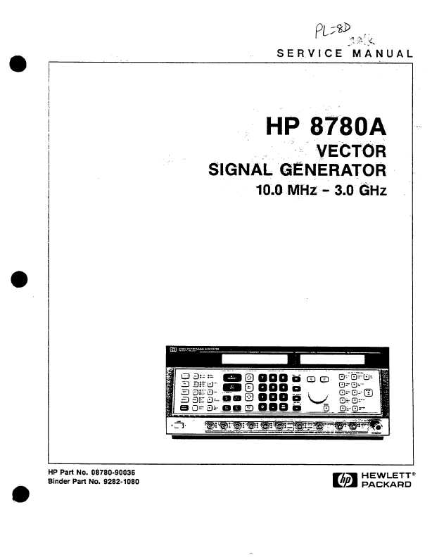 Сервисная инструкция HP (Agilent) 8780A SIGNAL GENERATOR