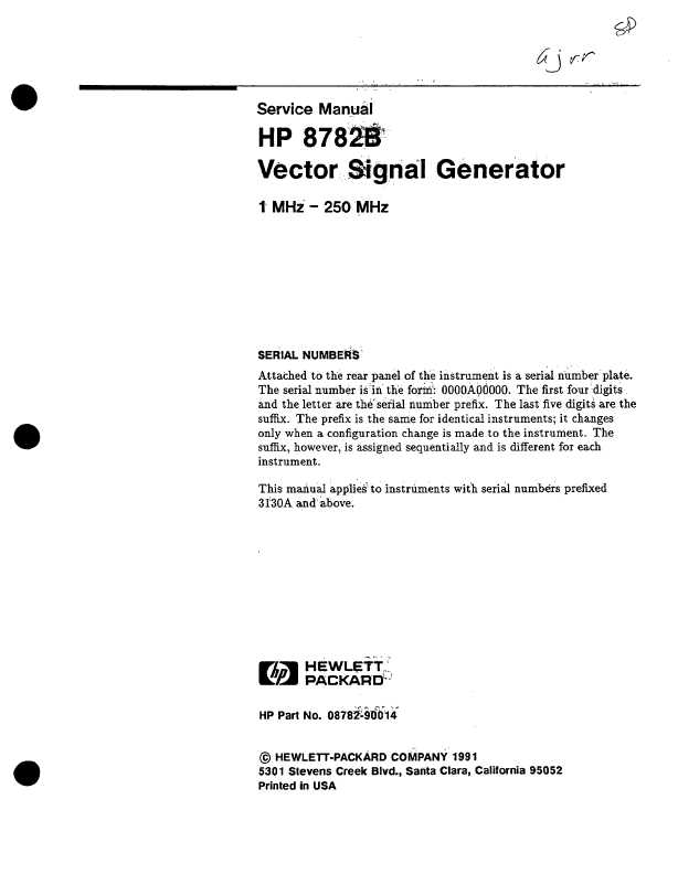 Сервисная инструкция HP (Agilent) 8782B SIGNAL GENERATOR