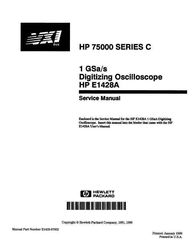 Сервисная инструкция HP (Agilent) E1428A DIGITIZING OSCILLOSCOPE