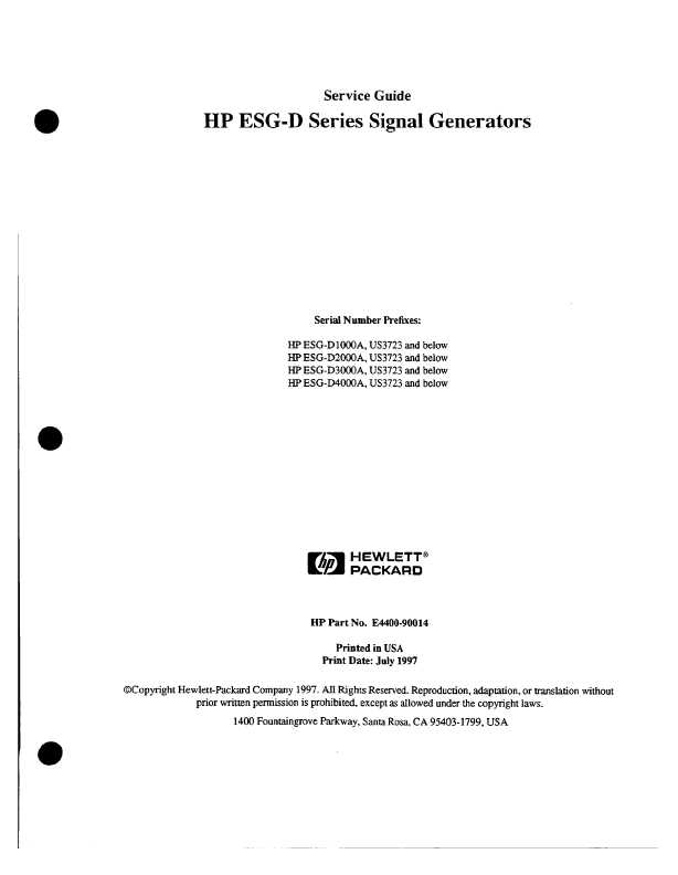 Сервисная инструкция HP (Agilent) E4400 SIGNAL GENERATOR