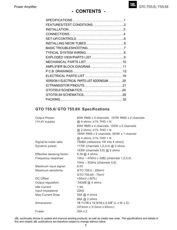 Сервисная инструкция JBL GTO-755.6, GTO-755.6II