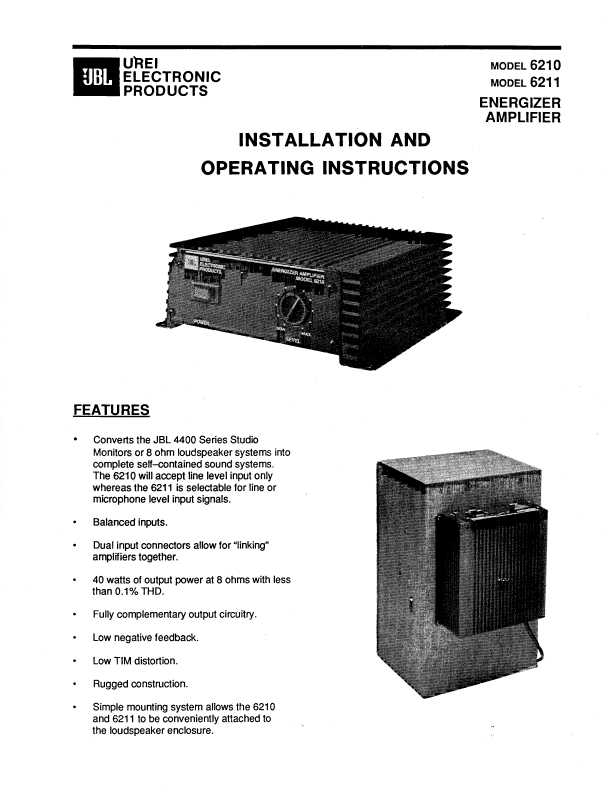 Сервисная инструкция JBL UREI-6210, UREI-6211