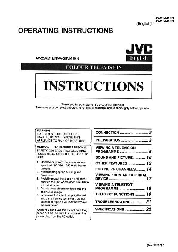 Сервисная инструкция JVC AV-25VM1EN, AV-28VM1EN