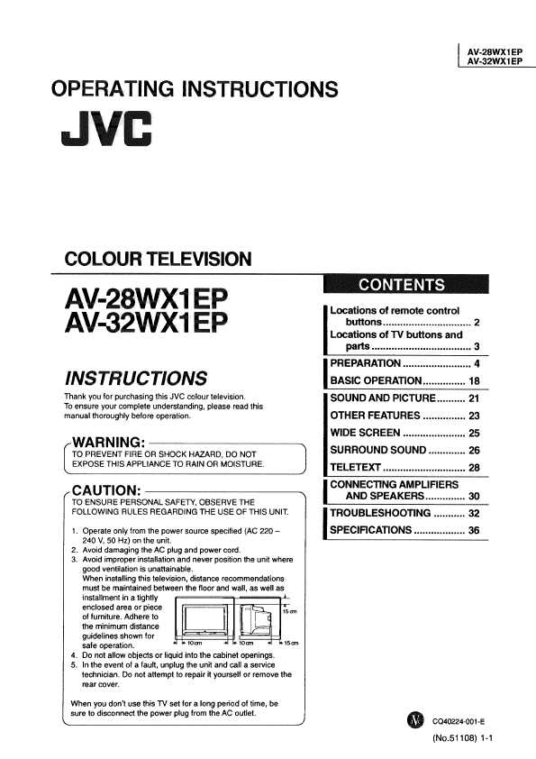 Сервисная инструкция JVC AV-28WX1EP, AV-32WX1EP