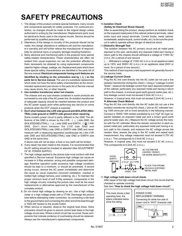 Сервисная инструкция JVC AV-36F702, AV-36F802