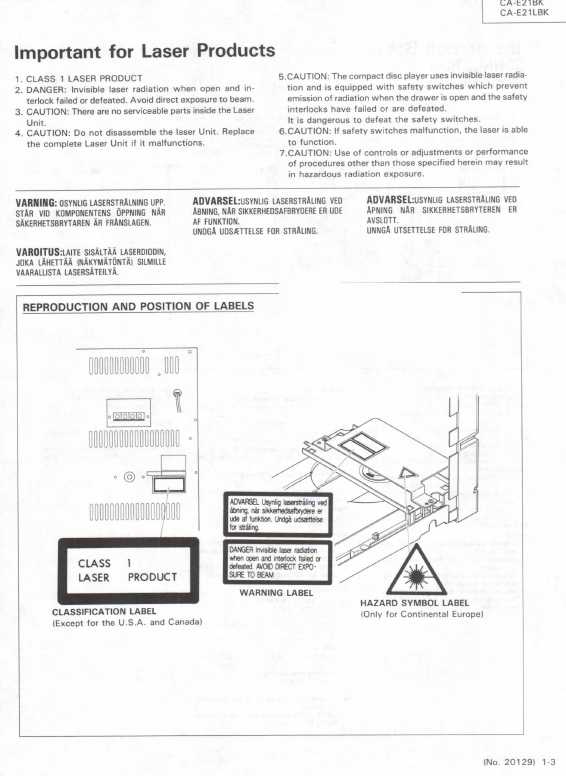 Сервисная инструкция JVC CA-E21BK, CA-E21LBK