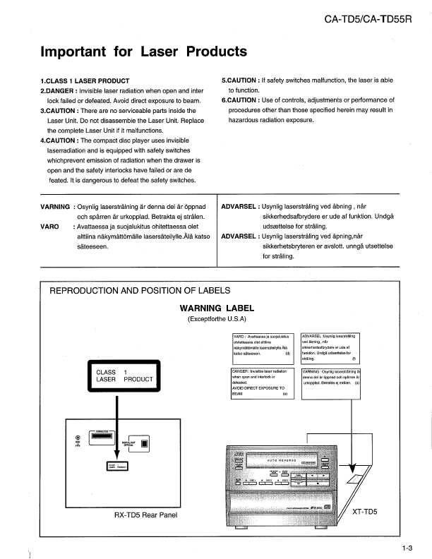 Сервисная инструкция JVC CA-TD5, CA-TD55R