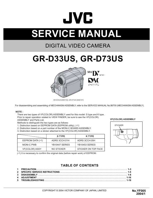 Сервисная инструкция JVC GR-D32US, GR-D71US, GR-D72US, GR-D74US